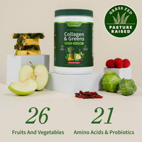 Thumbnail for Snap Supplements Super Greens Powder with Collagen Peptides, 26 Fruits and Vegetables, Grass Fed, Non-GMO Daily Greens for Hair, Skin, Nails & Joint Support, 11.34 oz, (30 Servings, 1 Month Supply)