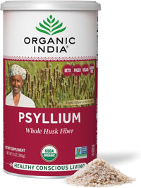 Thumbnail for ORGANIC INDIA Psyllium Herbal Powder - Whole Husk Fiber, Vegan, Gluten-Free, USDA Certified Organic, Non-GMO, Soluble & Insoluble Fiber Source - 12 Oz Canister (Pack of 1)