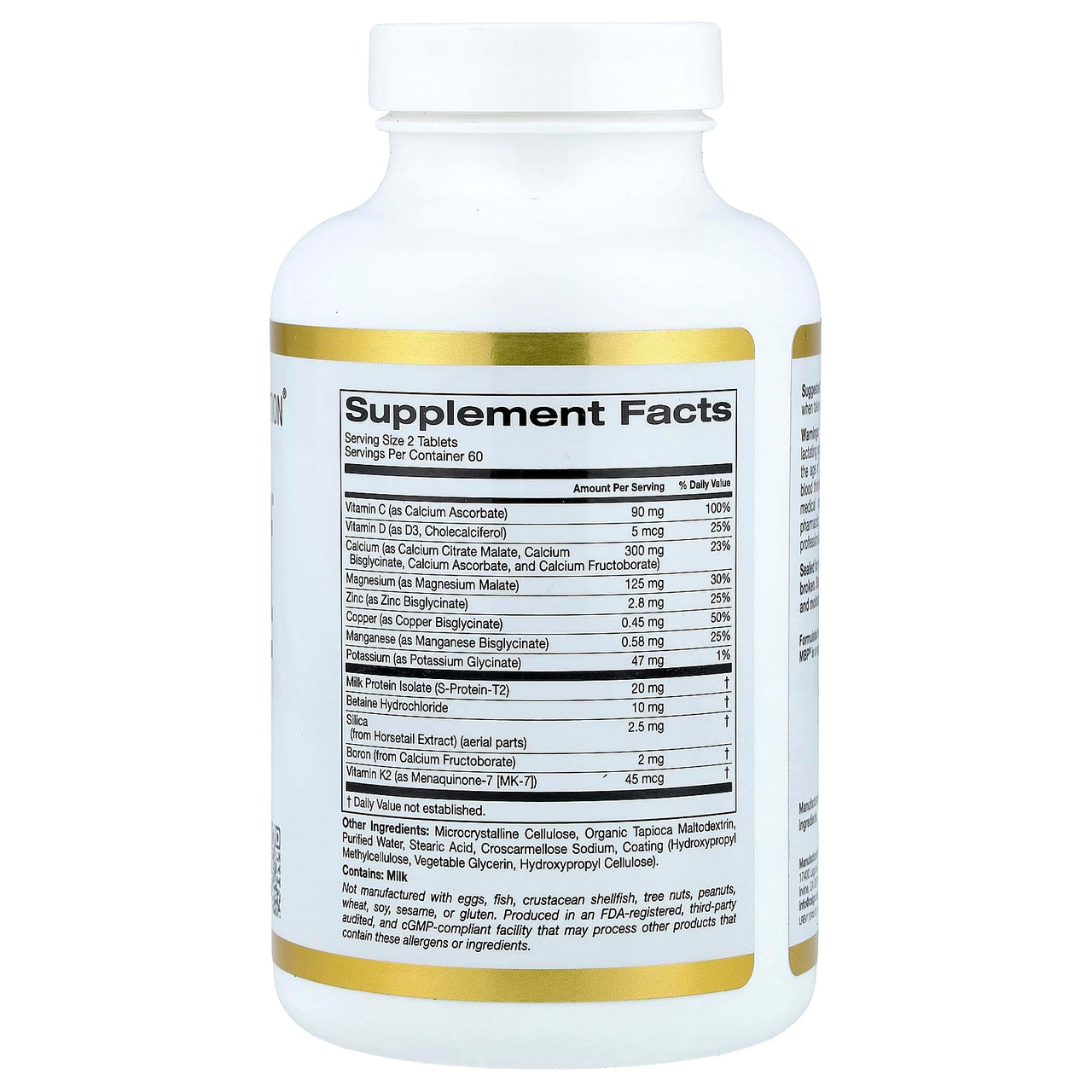 California Gold Nutrition Bone Boost Supplement, Support for Bone Health, Nutrient Blend with Calcium and Vitamin D, Vegetarian Friendly, Gluten Free, Non-GMO, 120 Tablets