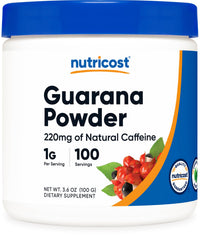 Thumbnail for Nutricost Guarana Extract Powder 100 Grams Per Bottle - Natural Brazilian Herbal Caffeine Energizer Supplement