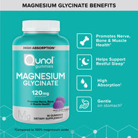 Thumbnail for Qunol Magnesium Glycinate Gummies, 120mg of Magnesium Glycinate, High Absorption, Mixed Berry, 90 Count (Pack of 1)