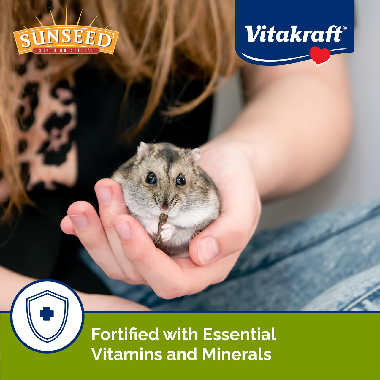 Vitakraft Sunseed Vita Prima Dwarf Hamster Food 2 lb Bag with Fruits Vegetables Grains and Seeds Providing Wholesome Daily Nutrition and Foraging Variety for Happy Healthy Small Pets