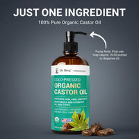 Thumbnail for Dr. Berg Organic Castor Oil – 16 fl oz Cold-Pressed Oil – Pure, Unrefined, Single Ingredient – Sourced in India, Bottled in USA – Lab Tested, USDA Organic, Glass Bottle