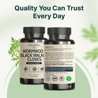 Thumbnail for VINATURA Wormwood Black Walnut Clove Capsules - Cleanse, Detox, Intestinal Guard Formula Supplement for Humans, with Wormwood herb, Black Walnut Extract Combination, 60 Capsules