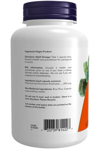 Thumbnail for NOW Foods Supplements, Chromium Picolinate 200 mcg, Insulin Co-Factor*, 250 Veg Capsules