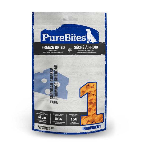 PureBites Cheddar Cheese Freeze Dried Dog Treats, 1 Ingredient, Made in USA, 4.2oz