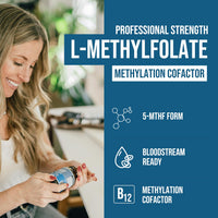 Thumbnail for L Methyl Folate 15mg Plus Methyl B12 Cofactor – High Potency, Active 5-MTHF Form - Supports Mood, Methylation, Cognition – Bioactive Forms of Vitamin B9 & B12 (60 Capsules – 60 Servings)
