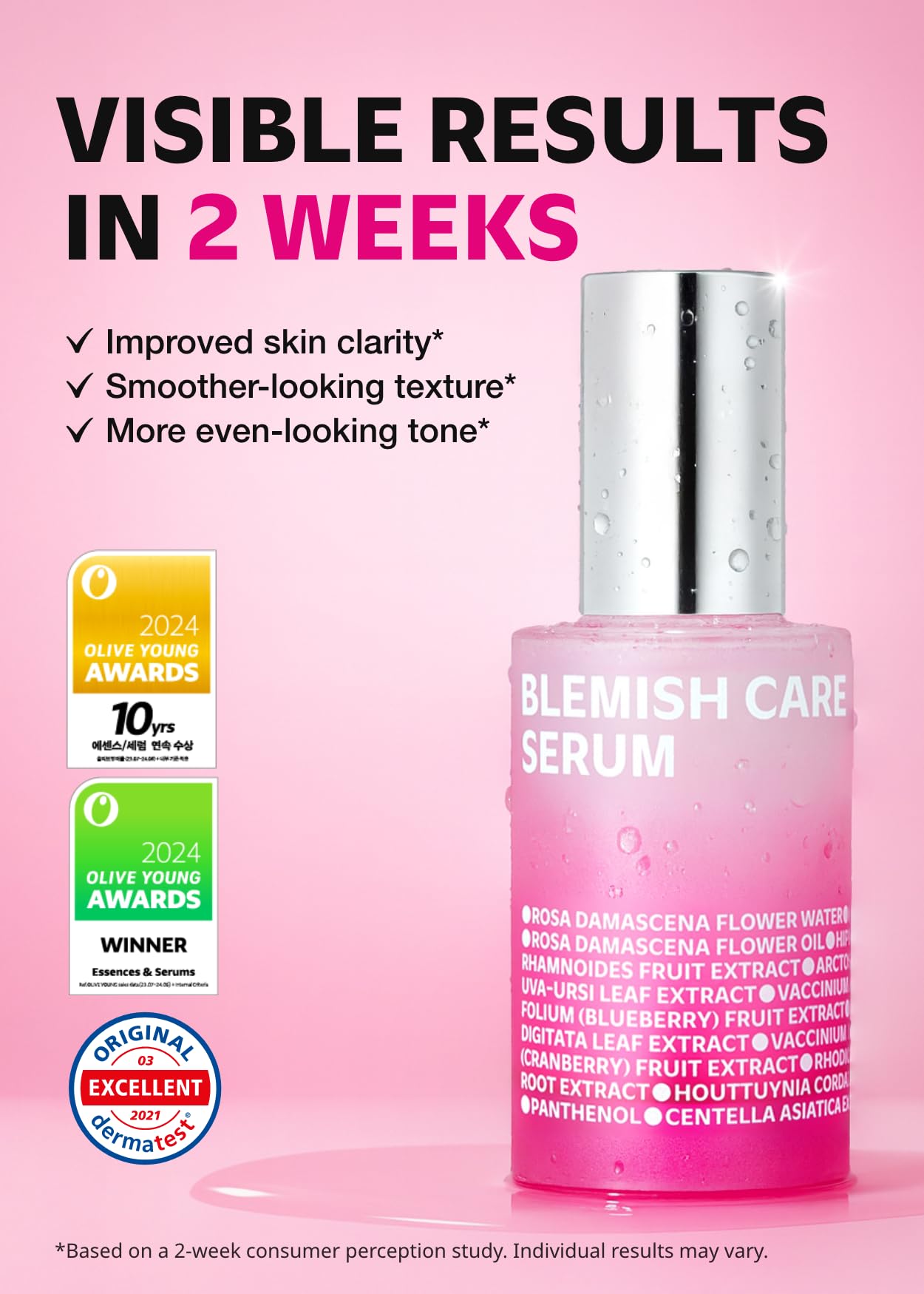 ISOI Blemish Care Up Serum for Face, Vegan Hydrating Serum for Smooth & Glass Skin Effect, Skin Barrier & Moisture Balance for Women, Arbutin & Rose Otto Oil, Korean Skin Care (1.18 fl. oz, 35ml)