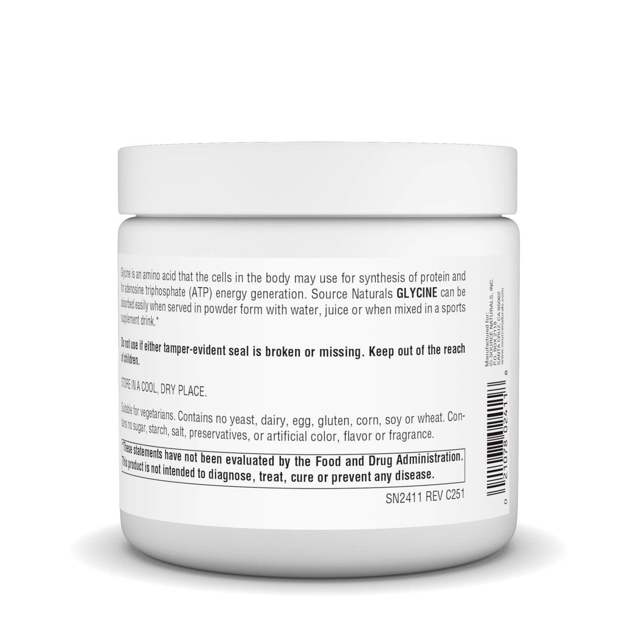 Source Naturals Glycine, for Protein Systhesis and Energy Generation*, 227 Grams - 8 oz Powder