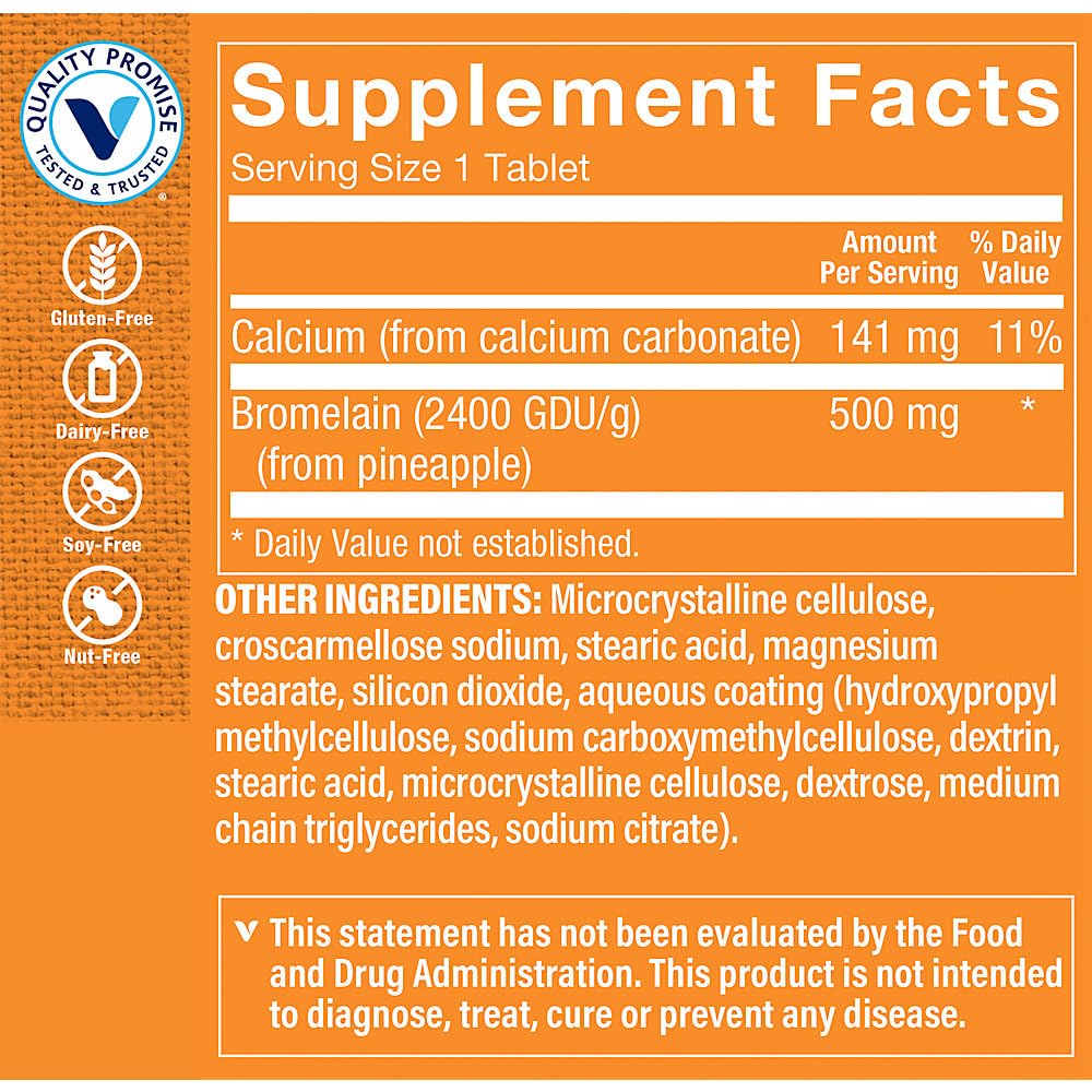 The Vitamin Shoppe Bromelain 500MG & 2,000 GDU, Supports Protein Digestion & Absorption, Enzyme Sourced from Pineapples (180 Tablets)