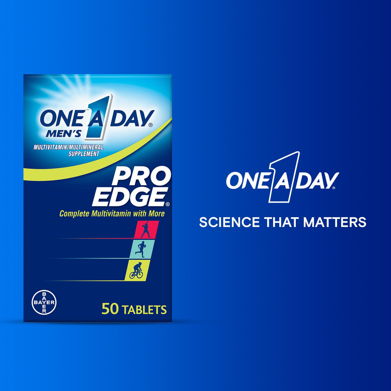 One A Day Men’s Pro Edge Multivitamin, Supplement with Vitamin A,C,D, E and Zinc for Immune Health Support and Magnesium for Healthy Muscle Function, 50 Count