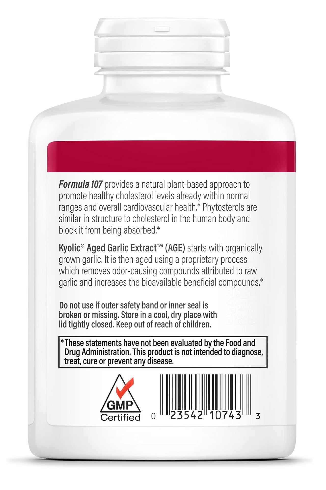 Kyolic Aged Garlic Extract Formula 107, Phytosterols for Cholesterol Support*, 240 Capsules