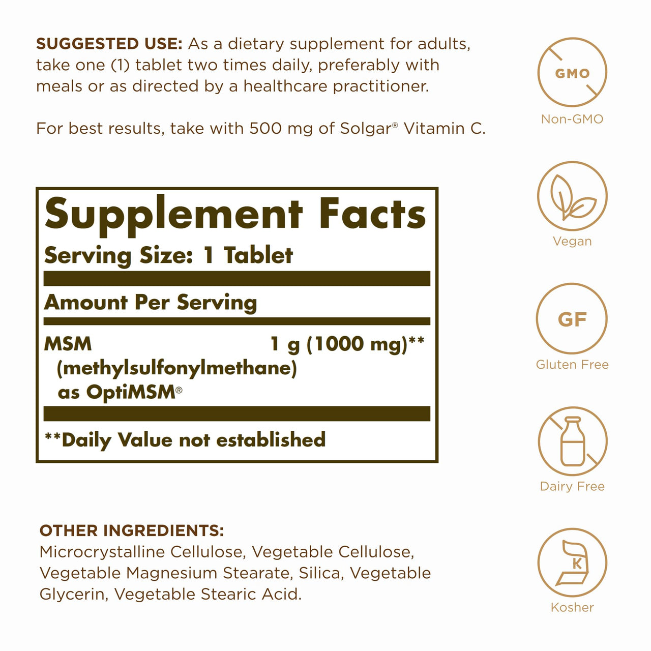 Solgar, Msm 1000 Mg, 120 Tablets