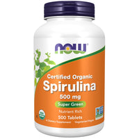 Thumbnail for NOW Foods Supplements, Organic Spirulina 500 mg with Vitamins, Minerals and GLA (Gamma-Linolenic Acid), 500 Tablets