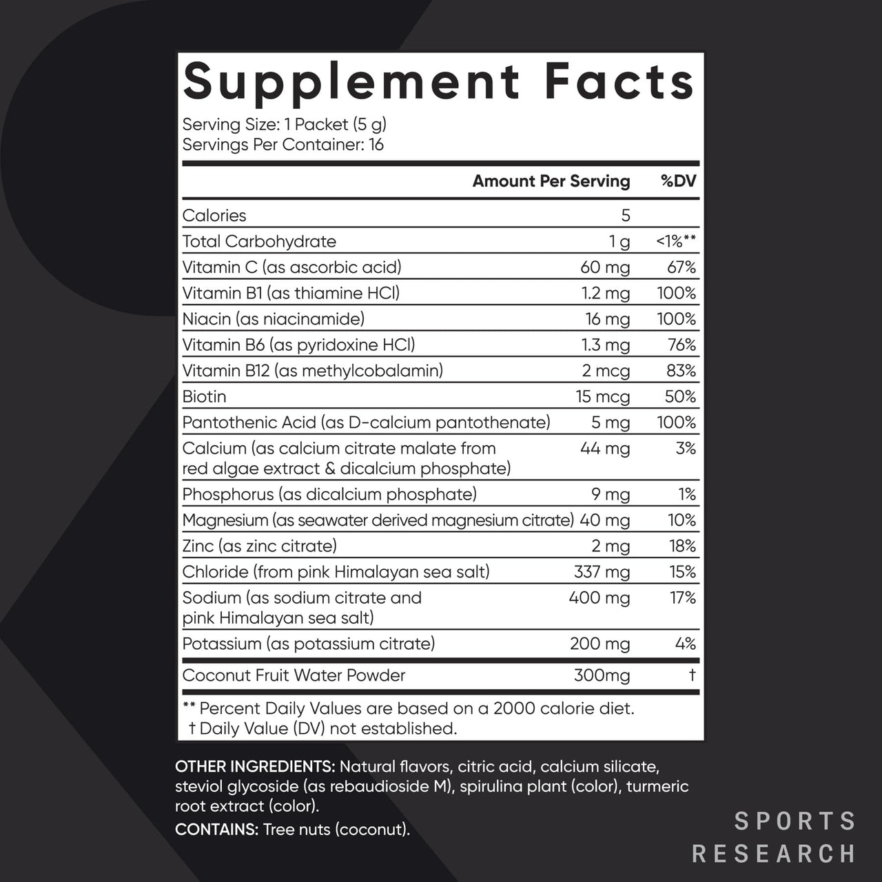 Sports Research Hydrate Electrolytes Dynamic Duo - Sugar-Free & Naturally Flavored with Vitamins, Minerals, and Coconut Water - 32 Hydration Packets of Cherry Pomegranate & Lemon Lime
