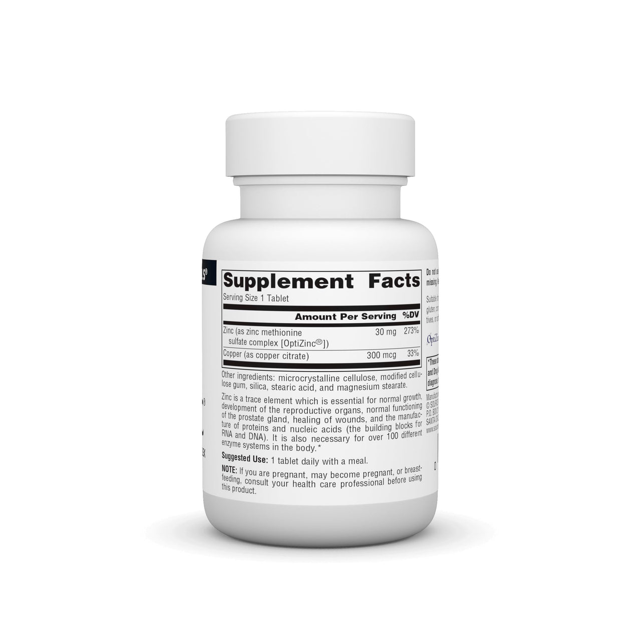 Source Naturals OptiZinc Zinc Methionine Sulfate Complex & Dietary Supplement - 60 Tablets