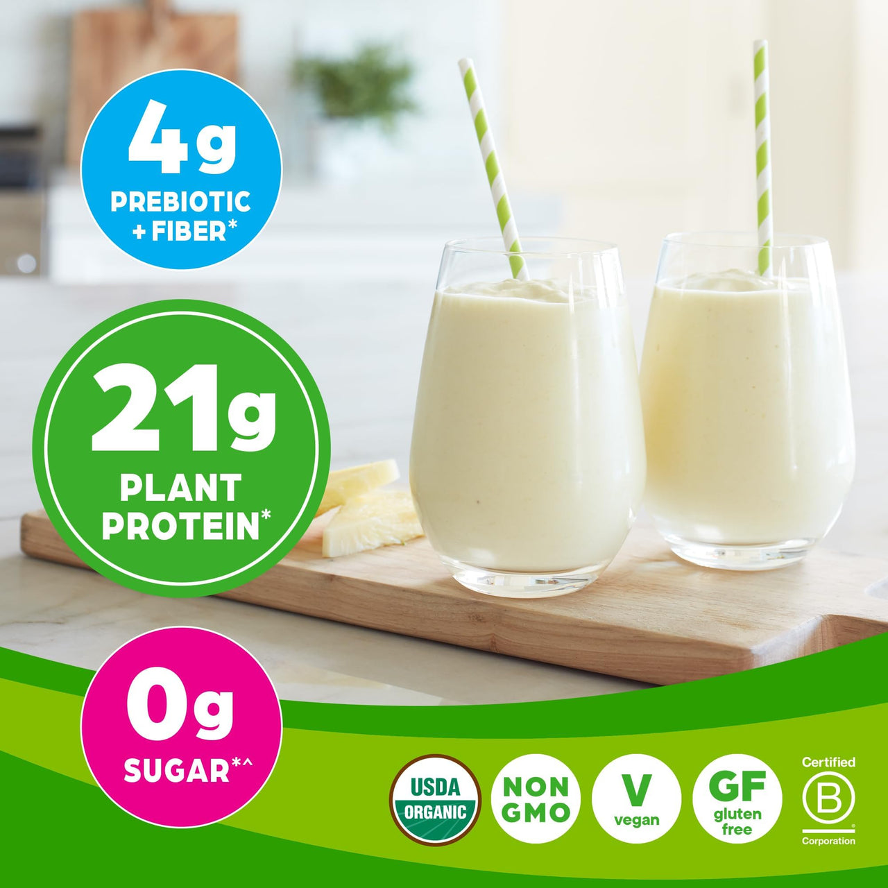 Orgain Organic Vegan Protein Powder, Natural Unsweetened - 21g of Plant Protein, 4g Prebiotic Fiber, Low Net Carbs, No Lactose Ingredients, No Added Sugar, Non-GMO, For Shakes & Smoothies, 1.59 lb