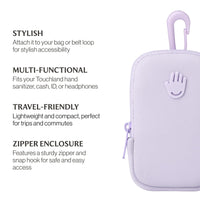 Thumbnail for Touchette Zippered Pouch, Attachable Fashion Accessory with Snap Hook for Touchland Hand Sanitizer 1FL OZ., Lilac