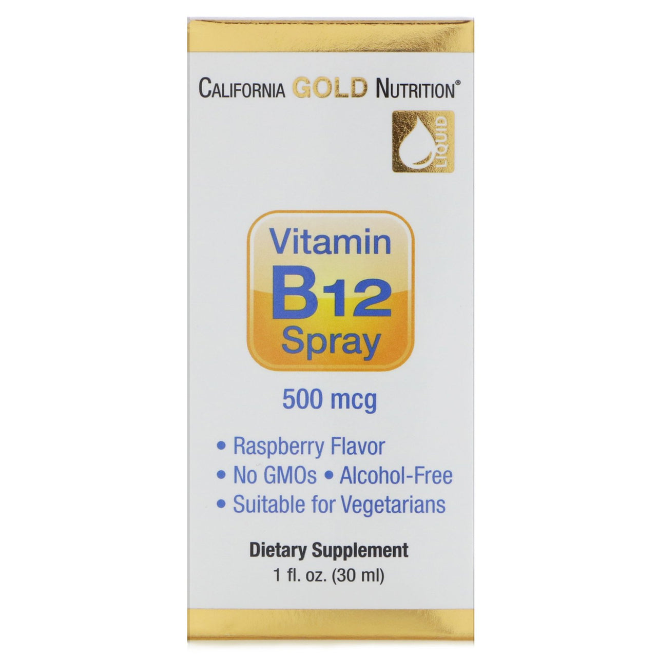 California Gold Nutrition Vitamin B12 Spray, Raspberry
