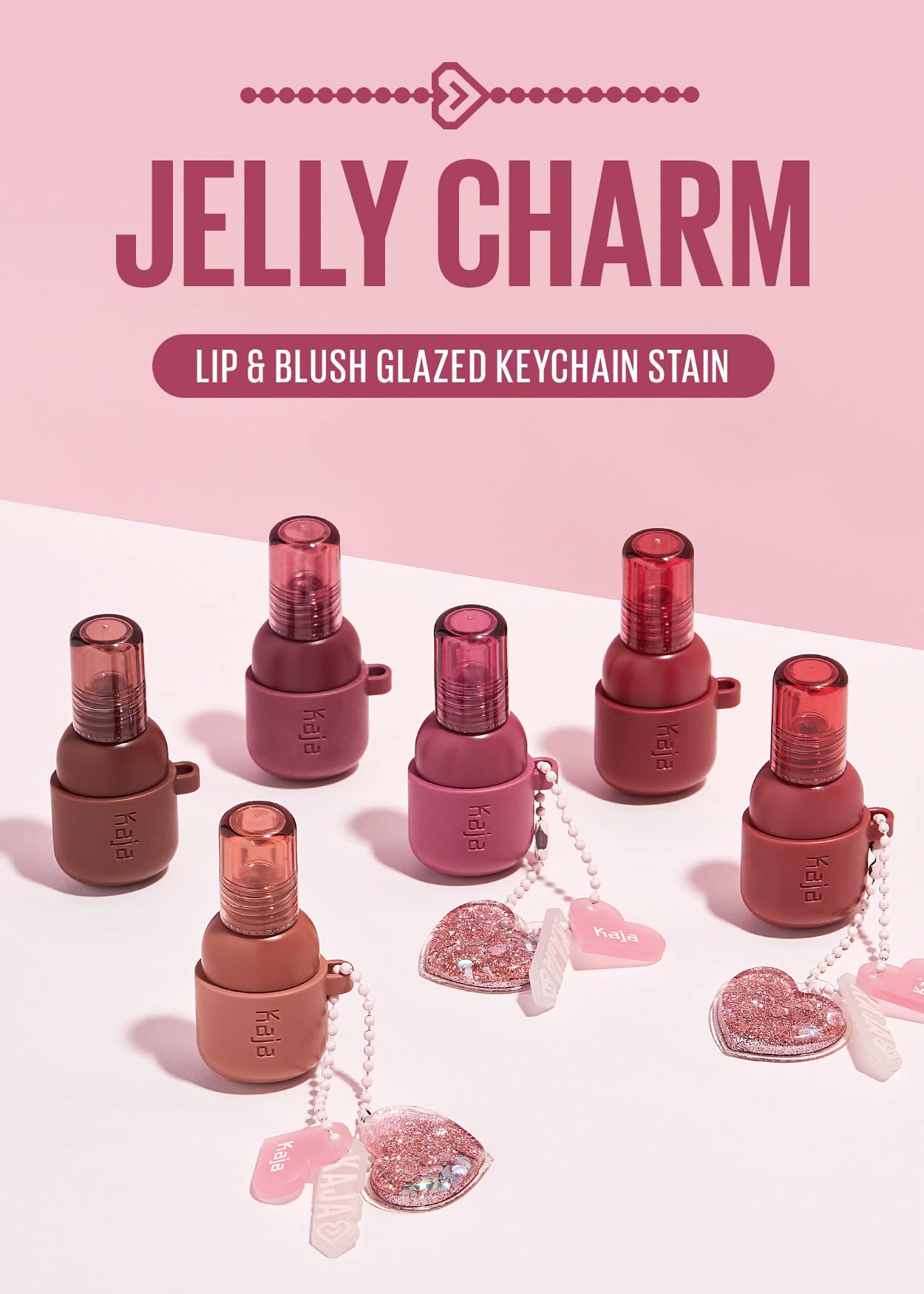 Kaja Lip & Blush Glazed Keychain Stain - Jelly Charm 03 Berry Colada | with Triple Berry Complex, Lemon Fruit Extract & Olive Squalane, Hydrating, Long Lasting Tint