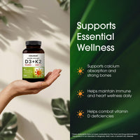 Thumbnail for NatureBell Vitamin Double Strength D3 + K2-240 Softgels - 10,000 IU Vitamin D & 200mcg K2 - Bone Strength, Immune Function & Calcium Absorption Support* - Coconut Oil Infused