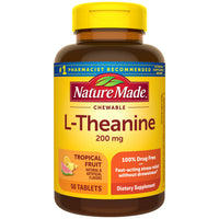 Thumbnail for Nature Made Chewable L Theanine 200mg, L-Theanine Supplement for Stress Relief, 50 Chewable Tablets, 50 Day Supply