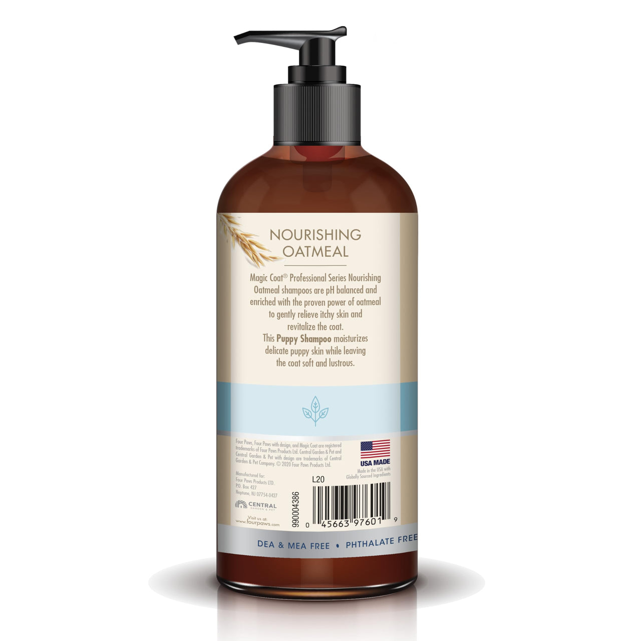 Four Paws Magic Coat Professional Series Nourishing Oatmeal Puppy Shampoo, Paraben & Sulfate Free Dog Wash, Gentle Shampoo for Puppies, Baby Powder Scent, 16 Ounce