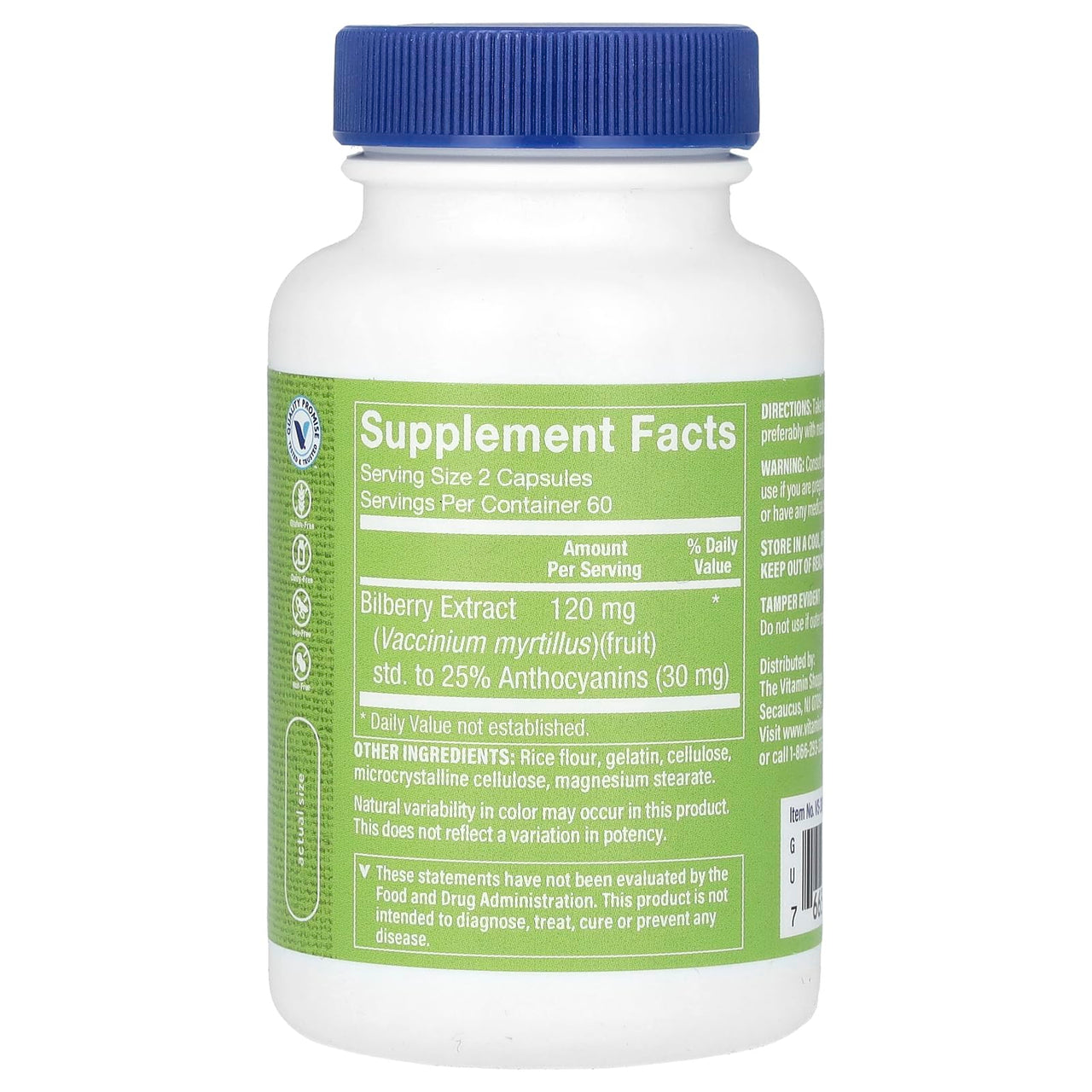 The Vitamin Shoppe Bilberry Extract 120MG, Antioxidant That Promotes (120 Capsules)
