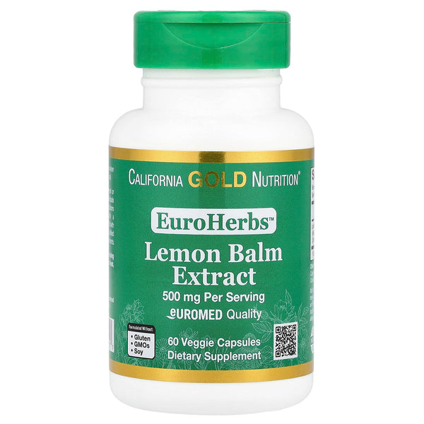 California Gold Nutrition Lemon Balm Extract, European Quality, 500 mg, 60 Veggie Capsules
