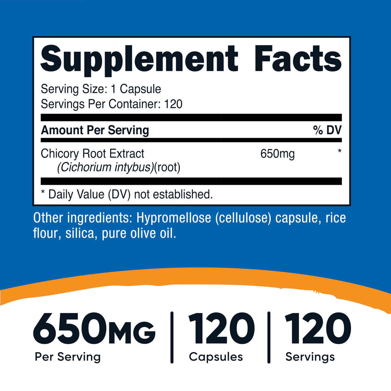 Nutricost Chicory Root 650mg Per Capsule - 120 Plant-Based Capsules, Non-GMO, Gluten Free