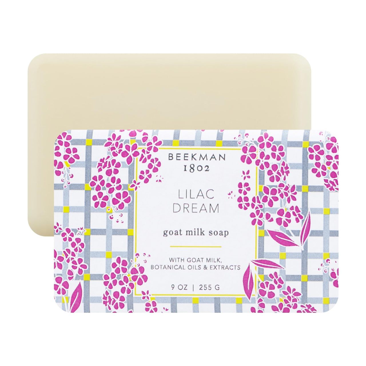 Beekman 1802 Lilac Dream Goat Milk Soap - 9 oz - Scented - Cleanses, Nourishes & Hydrates - With 100% Vegetable Base & Botanical Oils - Triple Milled - Good for Sensitive Skin - Cruelty Free