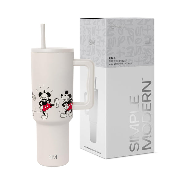 Simple Modern Disney 40 oz Tumbler with Handle and Straw Lid | Insulated Reusable Stainless Steel Water Bottle Travel Mug | Gifts for Women Men Him Her | Trek Collection | 40oz | Mickey Mouse Dances