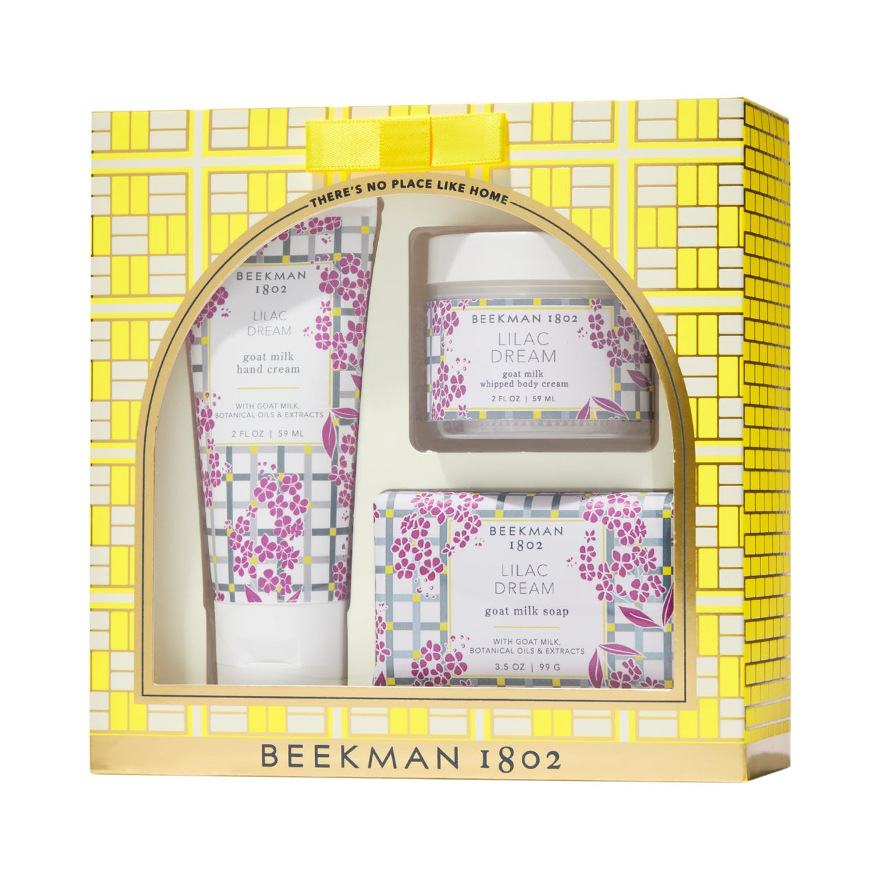 Beekman 1802 Goat Milk Bodycare Gift Set – 3-Piece Lilac Dream Set with Hand Cream, Bar Soap & Whipped Body Cream