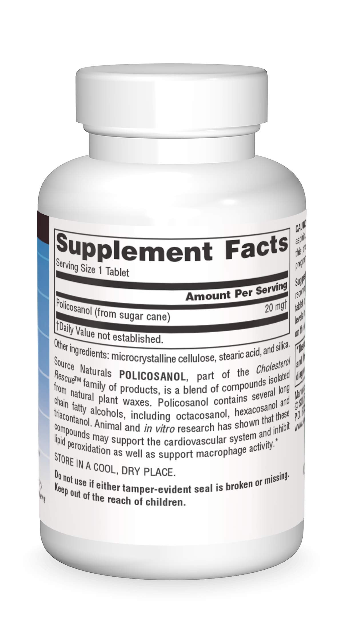 Source Naturals Policosanol, Support for Cardiovascular Health*, 20 mg - 60 Tablets