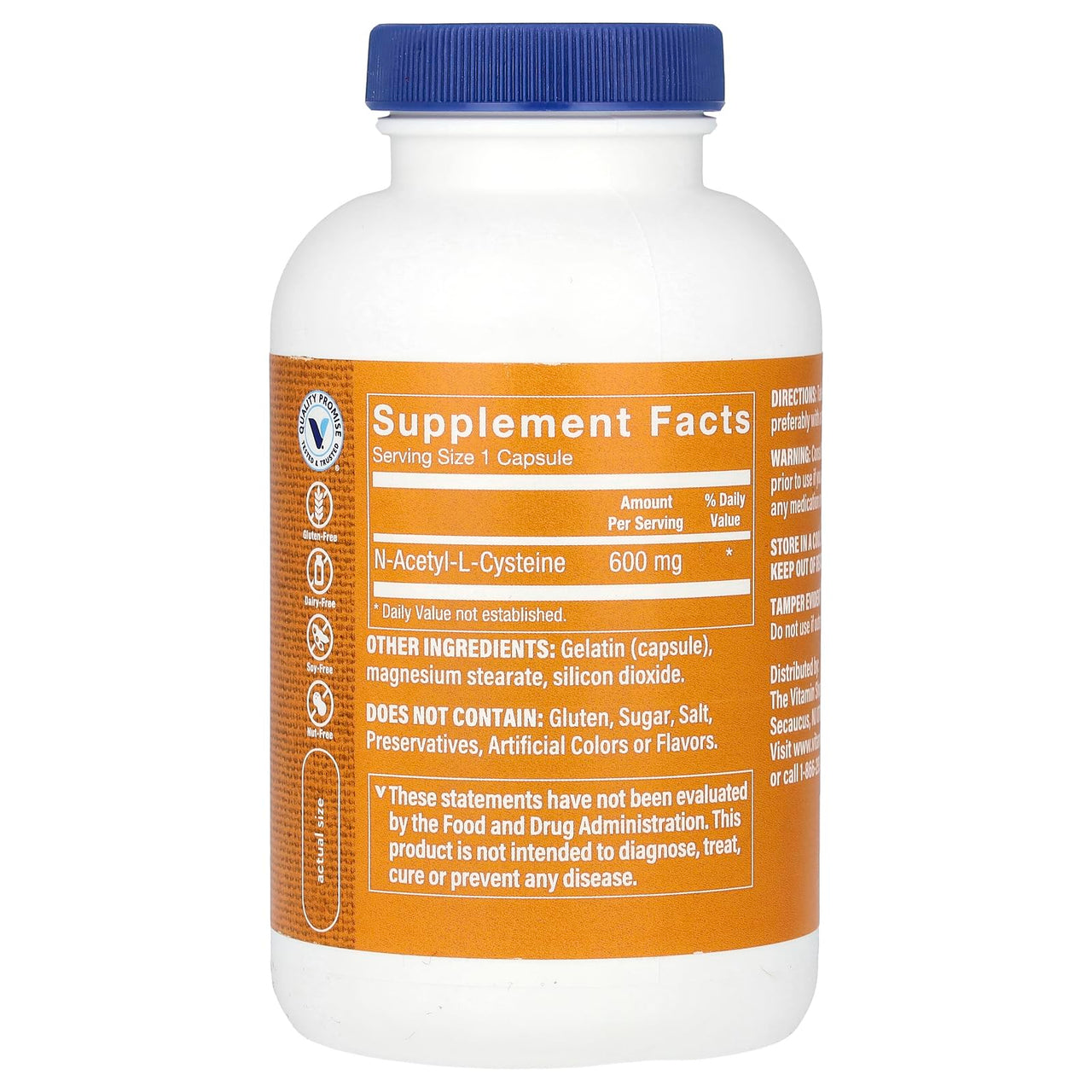 The Vitamin Shoppe NAC NAcetylLCysteine Promotes Cellular Health, Immune Antioxidant Support 600 MG (200 Capsules)