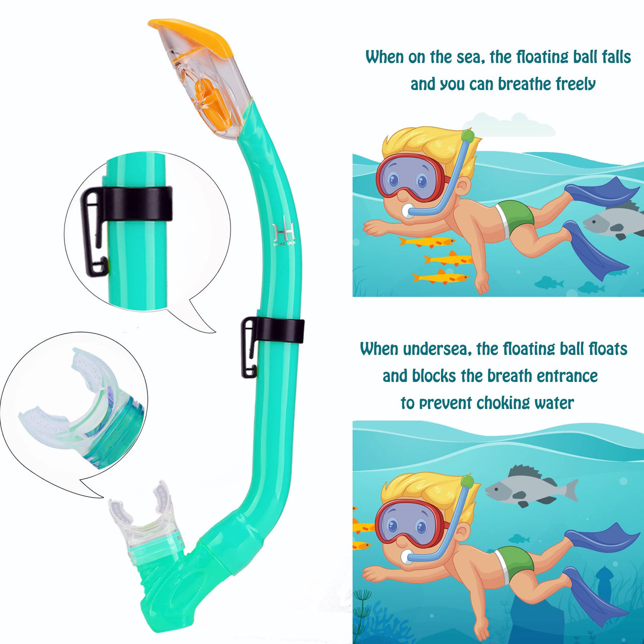Kids Snorkeling Set with Fins Anti Leak Snorkeling Gear for Kids with Adjustable Flippers, Youth Junior Full Dry Snorkel Set Swimming Goggles with Nose Cover Diving Mask Scuba with Bag, 5-14 Yrs