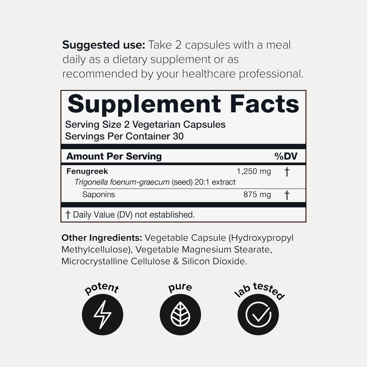Fenugreek Capsules - Ultra High Potency 20:1 Extract with 70% Saponins - Highly Concentrated - Third-Party Lab Tested - 60 Capsules