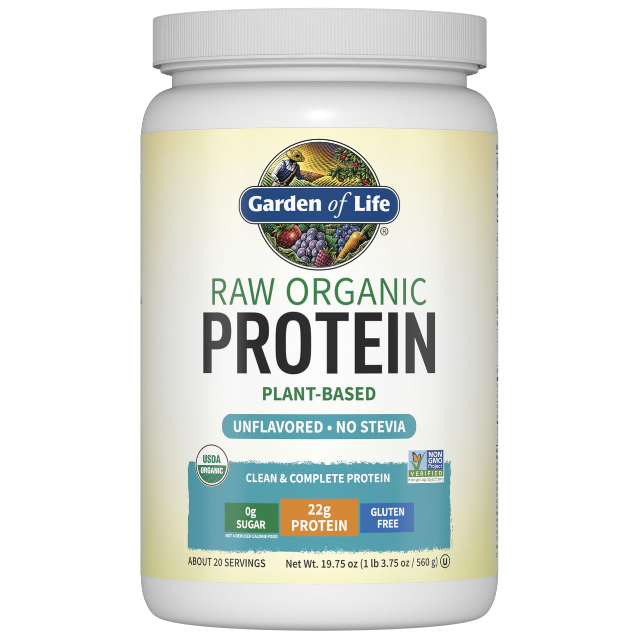 Garden of Life Organic Vegan Protein Powder, Plant Based & BCAAs, Organic Protein Powder with Probiotics & Enzymes, Non-GMO, Gluten-Free Lactose Free 1.2 LB