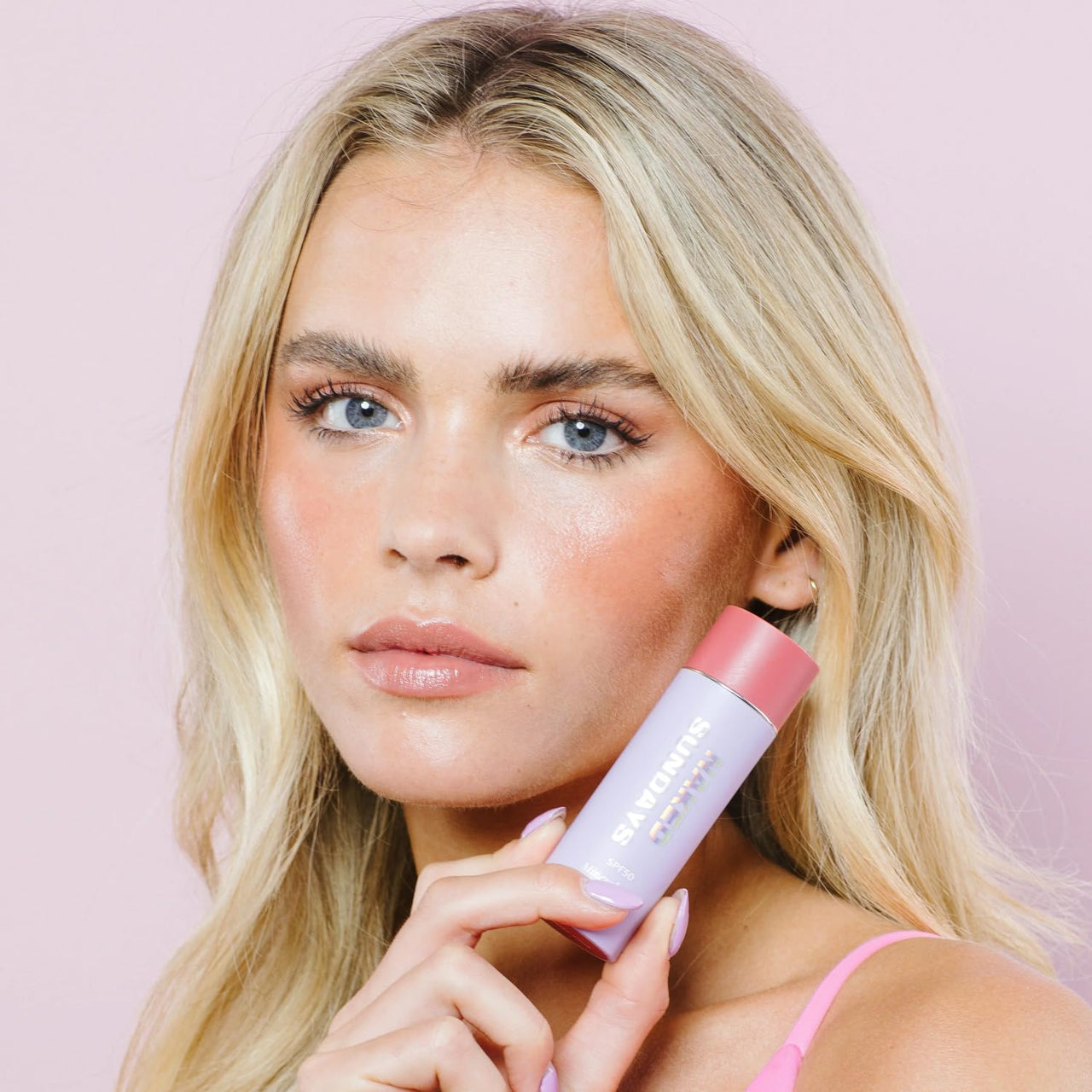 Naked Sundays SPF 50 Glow Balm – Peptide-Infused Multi-Tasking Blush Stick for Cheeks, Lips & Eyes – Broad Spectrum Zinc Oxide Blush Sunscreen – 8g (Dusty Rose)