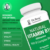 Thumbnail for Dr. Berg Natural Vitamin B1 B6 B12 Complex - Allithiamine Vitamin B1 Supplement with 8 Essential Vitamin B Complex for Men & Women Including Thiamin, Niacin, Folate, Magnesium & More - 60 Capsules