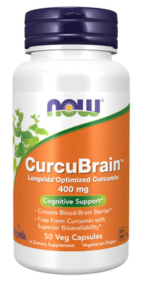 Thumbnail for NOW Supplements, CurcuBrain™ 400 mg with Longvida® Optimized Curcumin, 50 Veg Capsules
