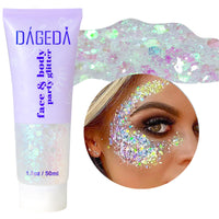 Thumbnail for DAGEDA Body Glitter Gel, Face Glitter Body Gel Sequins Shimmer Liquid Eyeshadow, Chunky Glitter for Face Hair Nails, Holographic Cosmetic Laser Powder Festival Glitter Makeup 50ml(White)