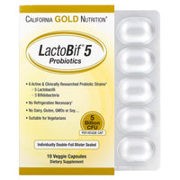 Thumbnail for California Gold Nutrition LactoBif Probiotics, 5 Billion CFU, 10 Veggie Capsules
