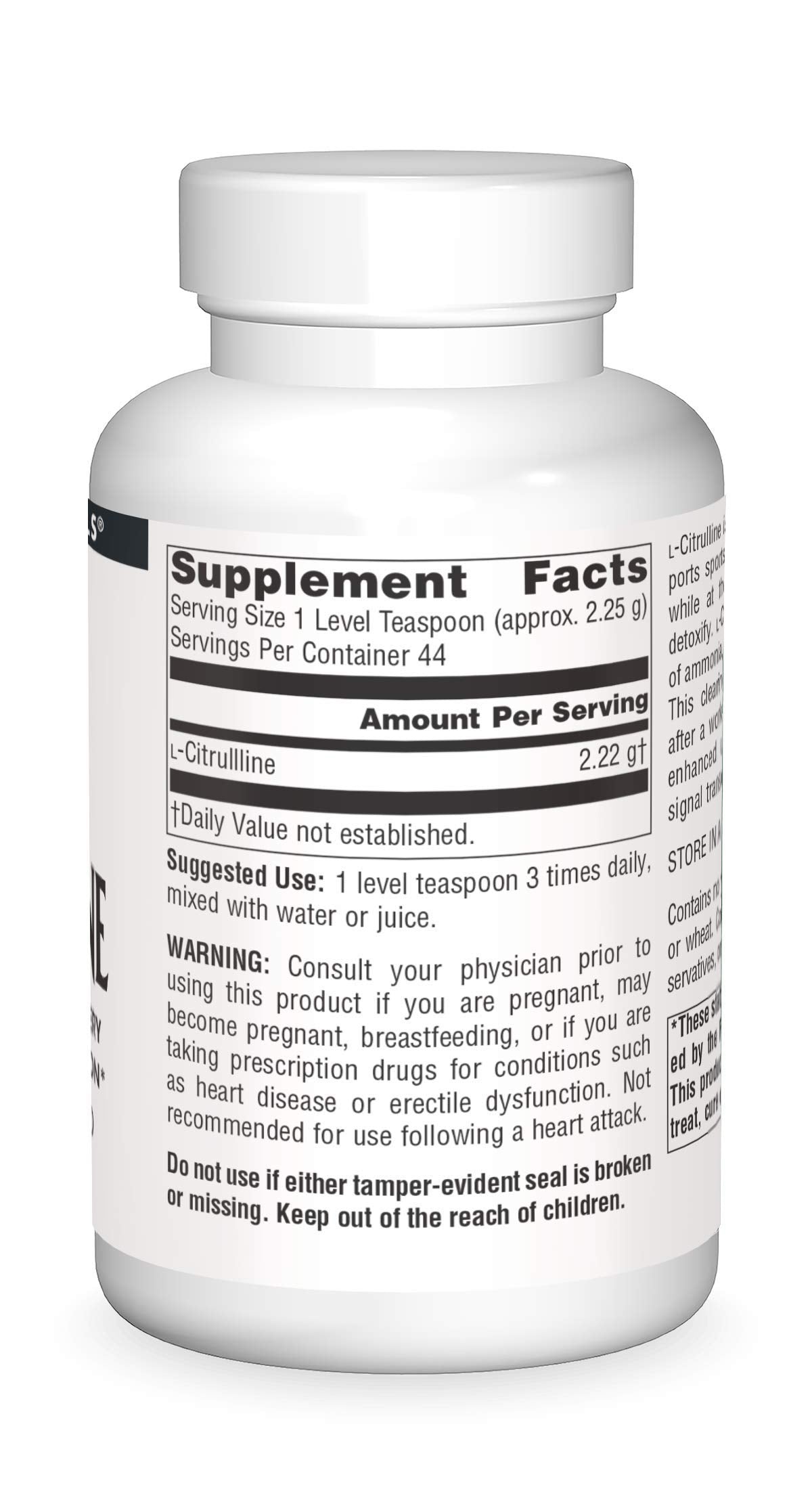 Source Naturals L-Citrulline Powder, Supports Exercise Recovery, Energy, and Detoxification - 100g
