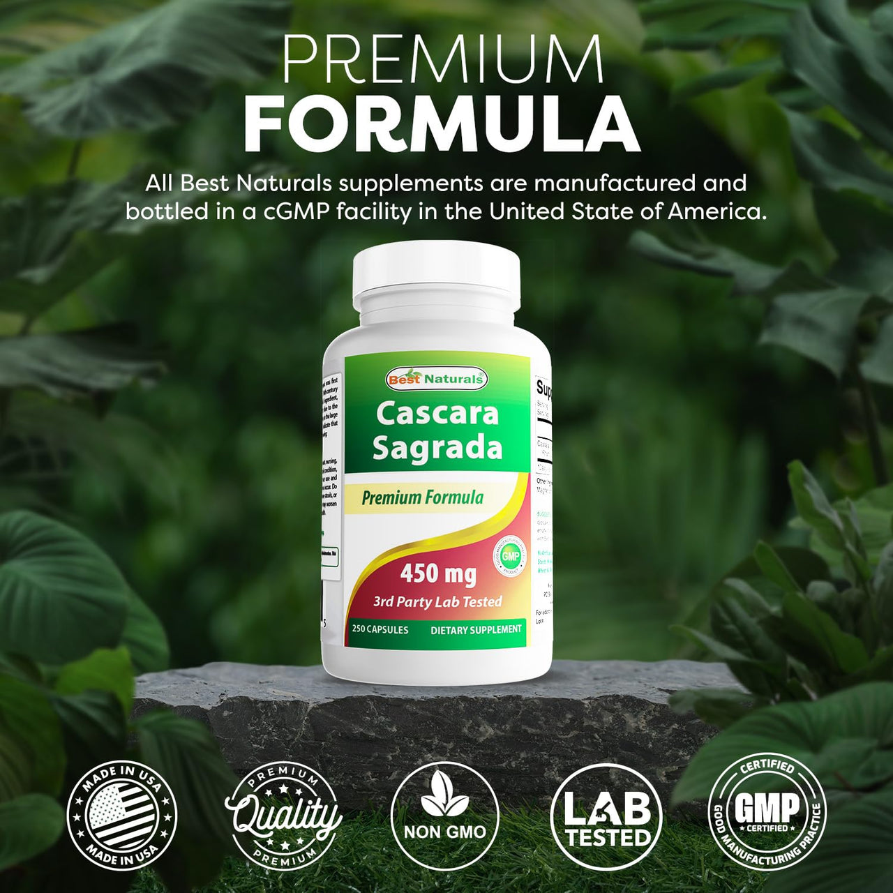 Best Naturals Cascara Sagrada 450 mg 250 Capsules