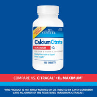 Thumbnail for 21st Century Calcium Citrate Plus D Maximum Caplets, 120 Count (27493)