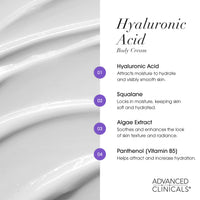 Thumbnail for Advanced Clinicals Hyaluronic Acid Moisturizer Body Cream W/Vitamin E | Hydrating Cream & Body Lotion For Women & Men To Help Improve Look of Wrinkles, Dry Skin, Crepey Looking Skin, 16 Ounce