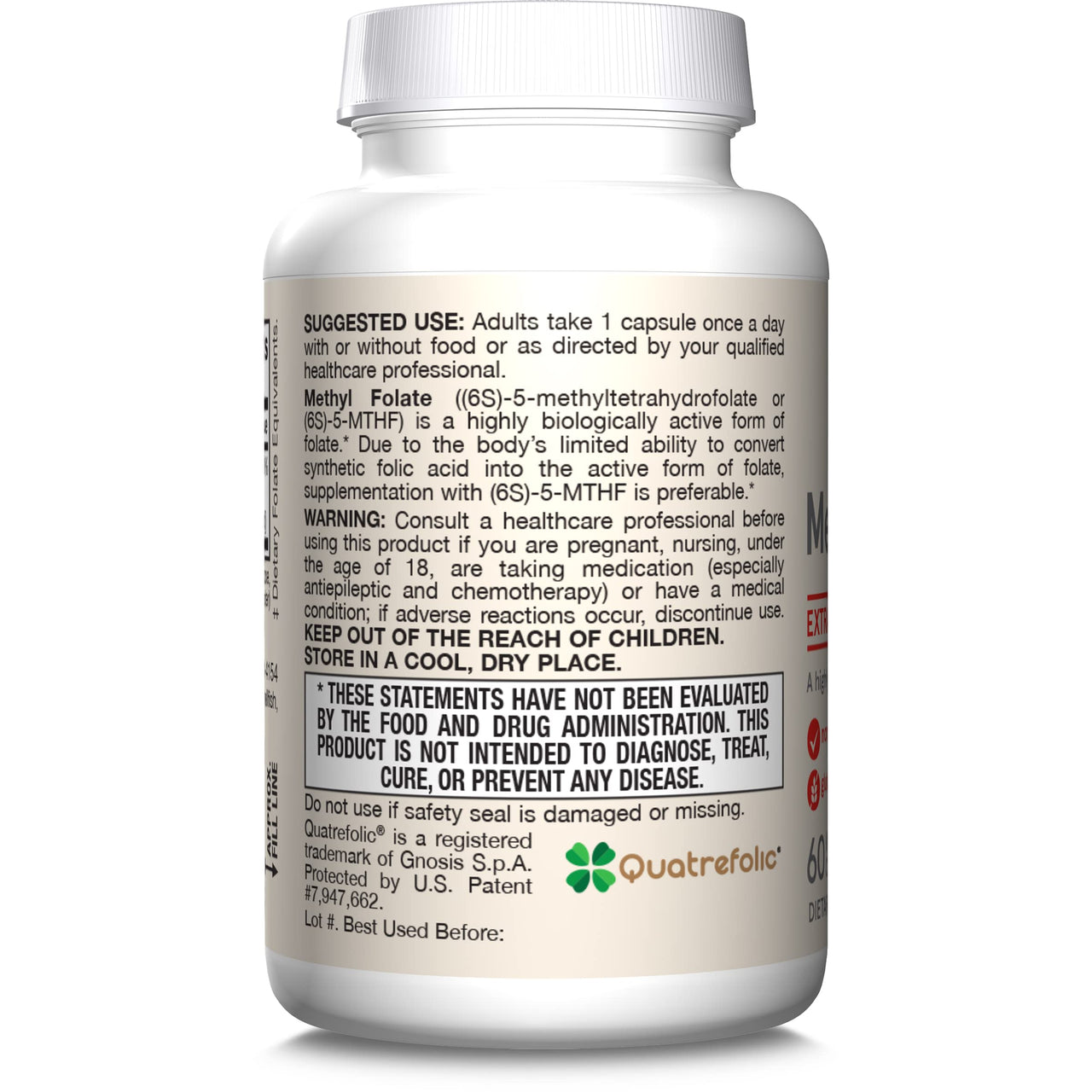 Jarrow Formulas Extra Strength Methyl Folate 400 mcg, Dietary Supplement for Cardiovascular and Neurologic Health Support, 60 Veggie Capsules, 60 Day Supply