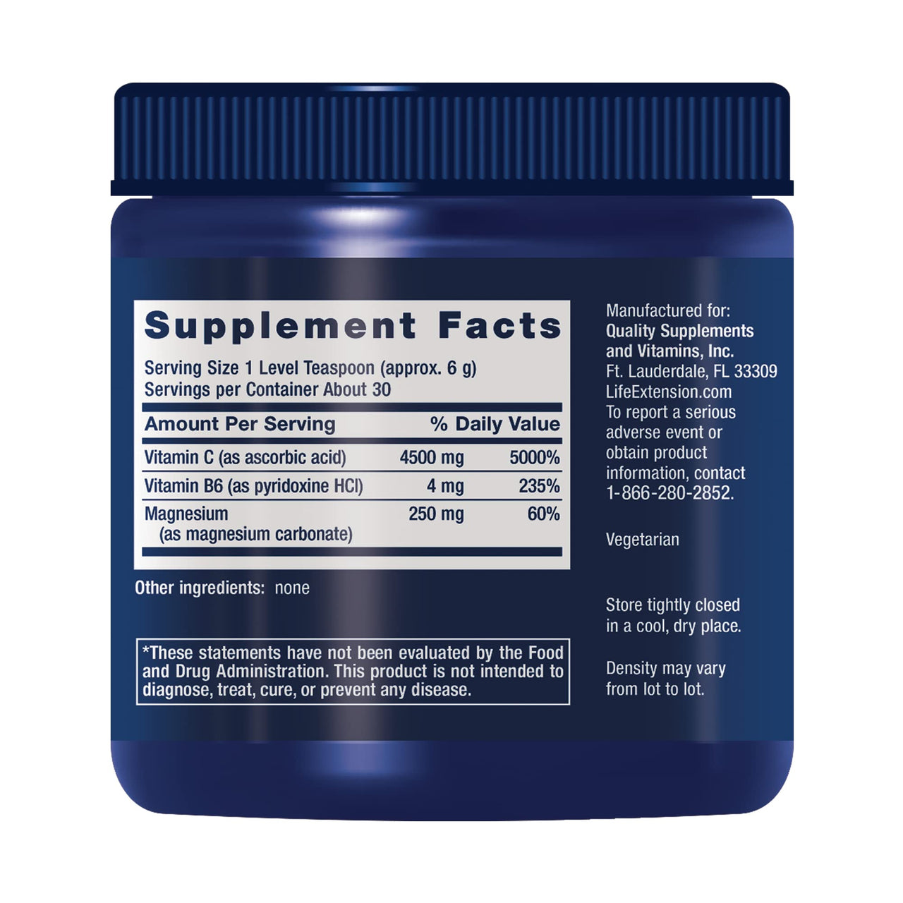 Life Extension Effervescent Vitamin C Magnesium Crystals, immediate Relief from Occasional Constipation, Gluten-Free, Non-GMO, Vegetarian, Net Wt. 180 Grams