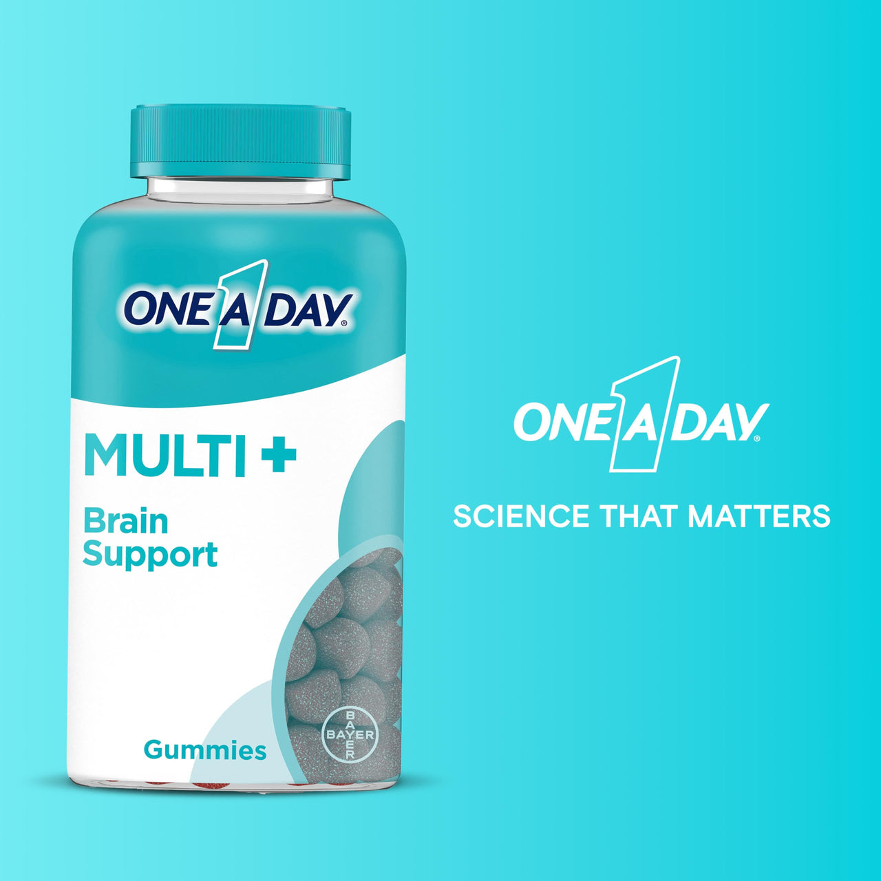 ONE A DAY Multi+ Brain Support Gummies, Multivitamin Gummies for Men & Women with Boost of Brain Support with Super 8 B Vitamin Complex, 100 Count